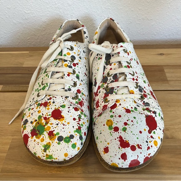 Aintap Handcrafted Leather Oxfords Barefoot SPLANTER Paint White Smooth Leather - Picture 2 of 11